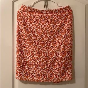 Eva Mendez Coral and White Floral Appliqué Skirt